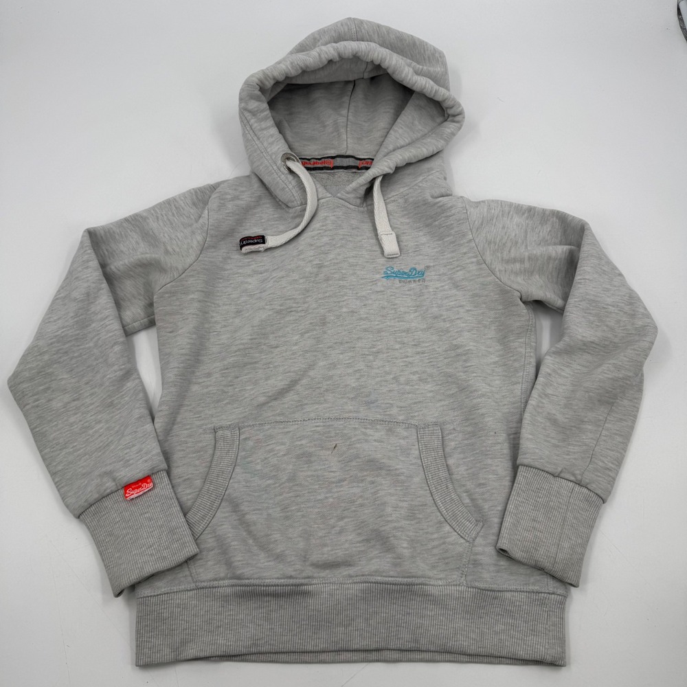 Superdry Orange‎ Label Hoodie Sweatshirt Women's Small Gray Pullover